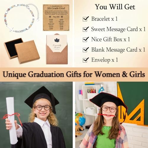 Graduation Gifts for Her- Class of 2026 Primary Middle High School College Grad Gift, Adjustable Stainless Steel Beaded Cross Bracelet for Girls & Women - Image 5