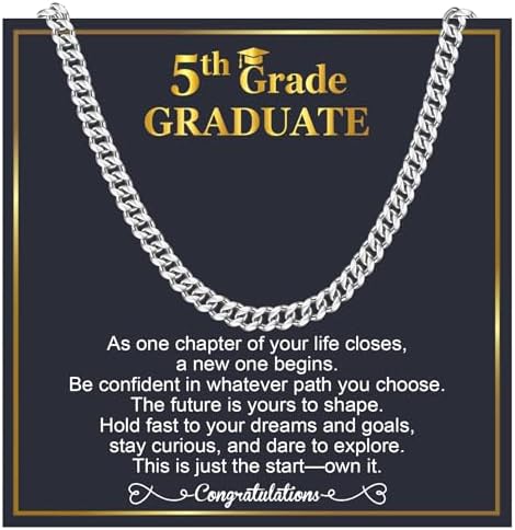 EPIRORA Graduation Gifts Necklace for Him 2026, Graduation Stainless Steel Cuban Chain Necklace for Men, Class of 2026 Gifts, 5th 8th Grade/College/Master Degree Graduate Gift Ideas for Men Him by EPIRORA