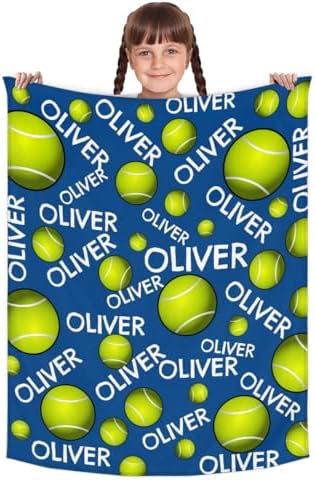 Personalized Baby Blankets for Girls Boys, Custom Baby Blanket with Name Swaddle Toddler Fleece Blanket Personalized Gift Tennis Text - Image 2
