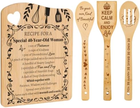 40th Birthday Gifts for Women, Recipe Bamboo Cutting Board by Unknown