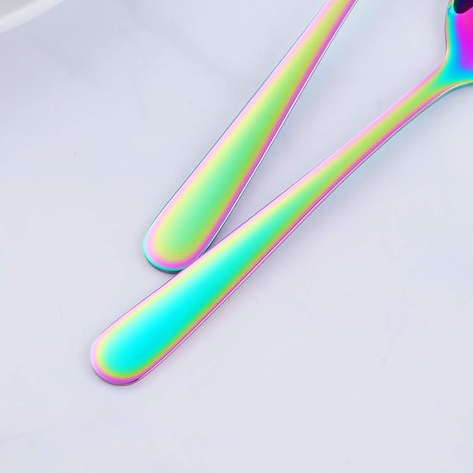 Buyer Star 12 Pieces RainbowTeaspoons 5.5-Inch Mini Coffee Spoons Stainless Steel Sugar Demitasse Espresso Spoons