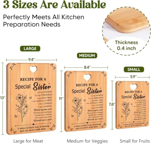 Sister Birthday Gifts - "Recipe for a Special Sister" 3PCS Cutting Board - Image 4