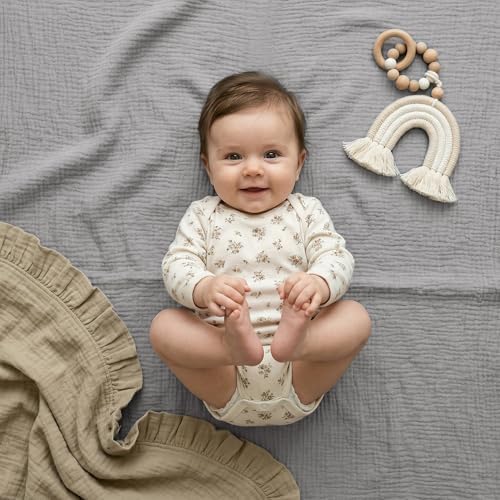 Pro Goleem 2 Pack Muslin Crib Sheets for Boys and Girls, Soft Breathable Neutral Fitted Cotton Baby Bed Sheets Set for Standard Crib Mattress & Toddler Mattress 52"x28", (Grey＆Green) - Image 4