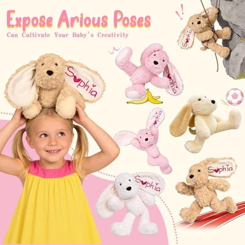 Custom Embroidered Plush Dog with Name, Personalized Baby Plush Toys, Personalized Dog Stuffed Animal, 1-14 Year Old Girl Toys, Easter Birthday Gifts for Baby Boys Girls Toddlers (Dog) - Image 5