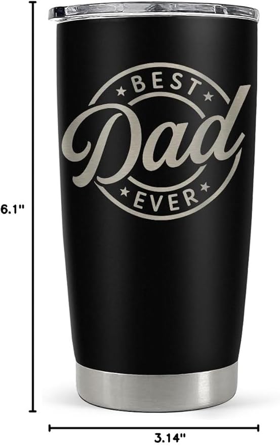 SANDJEST Best Dad Ever Tumbler with Lid - 20oz Insulated Stainless Steel Cup- Coffee Mug for Sport Travel Office, Gift for Father’s Day Birthday