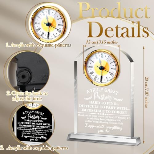 Landical Pastor Appreciation Gift for Men Acrylic Clock Pastor Christian - Image 2
