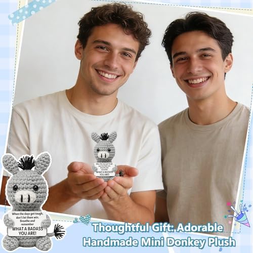 Funny Graduation Positive Badass Donkey Crochet Animals, Motivational Gift for Women Men Coworkers, Best Friends - Uplifting Support Small Fathers Day Holiday Basket Stuffer for Grandkids - Image 2