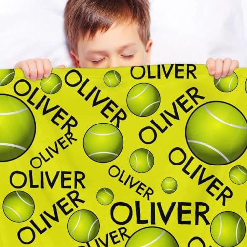 Personalized Baby Blankets for Girls Boys, Custom Baby Blanket with Name Swaddle Toddler Fleece Blanket Personalized Gift Yellow Tennistext - Image 4