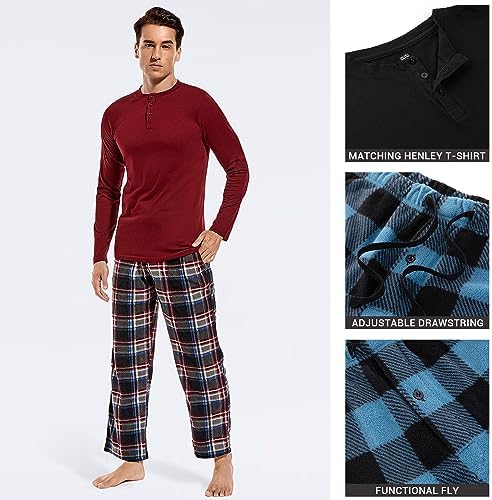 DG Hill Mens Pajama Pants - Pajamas Set Flannel PJ Pants for Men Cotton Top - Image 2