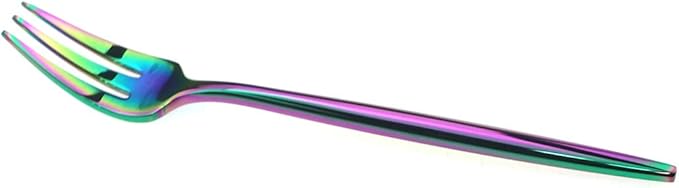 Gugrida 4-Piece Cake Fork 18/10 Stainless Steel Luxury Mirror Polished Rainbow Colorful Pie Fork Dessert Fork Silverware Flatware Cutlery