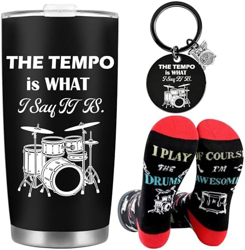 Drummer Gifts for Men and Women, Travel Tumbler Gift Set for Musicians by CRASHOT