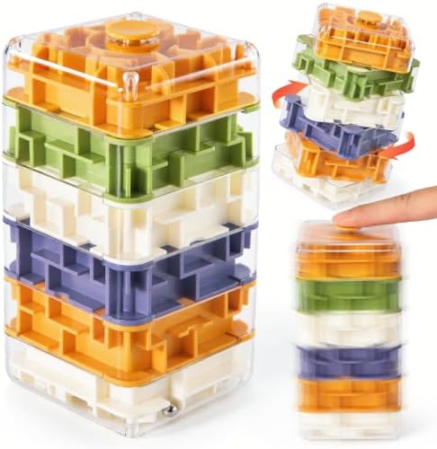 6 Layer 3D Rolling Ball Maze Cube, 2 in 1 Fidget Kids Toy by KIZONLY