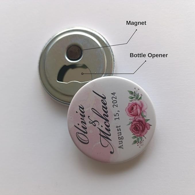 20 PCS Personalized Wedding Favors Bottle Openers - Custom Wedding Gifts for Guests with Thank You Cards, Memorable Thank You Gift for Celebrating Your Special Day (Circle)