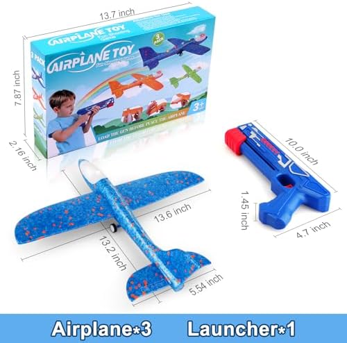 Fuwidvia 3 Pack Airplane Launcher Toys, 13.2'' LED Foam Glider - Image 6
