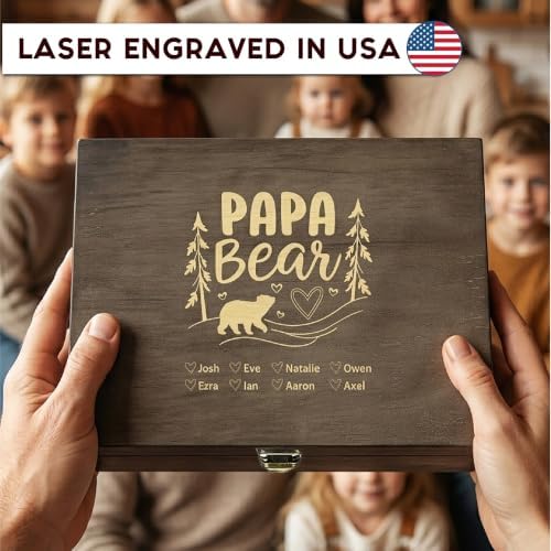 Personalized Gift for Dad or Grandpa, Engraved Wooden Family Memory Box - Image 5