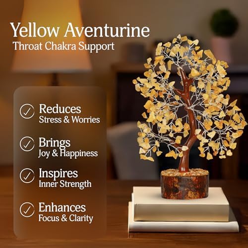 YATSKIA Yellow Aventurine Crystal Tree | Natural Crystal Money Tree | Crystals and Stones | Housewarming Gifts New Home | Birthday Gifts for Women | 10 Inch 300 Beads - Image 3
