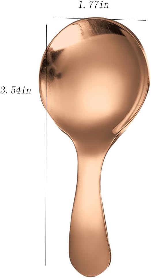 6 Pcs Stainless Steel Mini Spoon Short Handle Small Round Suitable For Dessert, Tea, Coffee, Cake, Sugar, Ice Cream Coffee Tea Spoon. (Rose gold A)