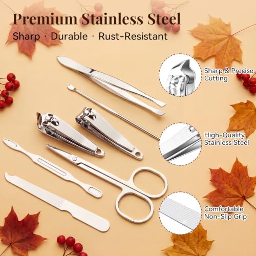 Sawysine 12 Set Bulk Fall Gifts 7 In1 Stainless Nail Clippers Manicure Set - Image 5