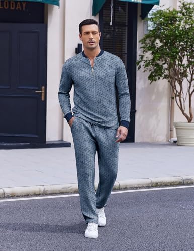 COOFANDY Men's 2 Piece Tracksuit Set Polo Athletic Sweatsuit Quarter Zip Jogging Long Sleeve Casual Sports Outfits - Image 2
