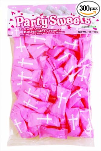 Party Sweets Pink Cross Buttermints by Hospitality Mints, Appx 300 mints, 7-Ounce Bags (Pack of 6)