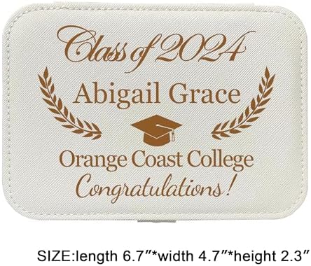Personalized Graduation Gifts for Her - Custom Jewelry Box w/ Name & Grad Year, 2024 High School College Graduation Gifts for Women Girls - Customized Jewelry Travel Case for Friends Daughter - Image 2
