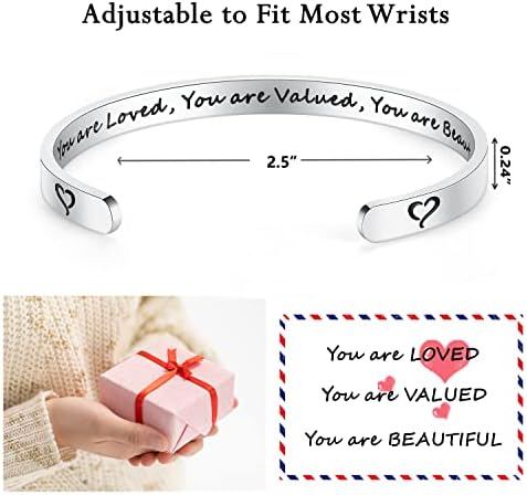 TONY & SANDY Inspirational Bracelets for Women Teen Girls Personalized Gifts for Daughter Granddaughter Mom Sister Friends Stainless Steel Engraved Cuff Birthday Easter Christmas - Image 4