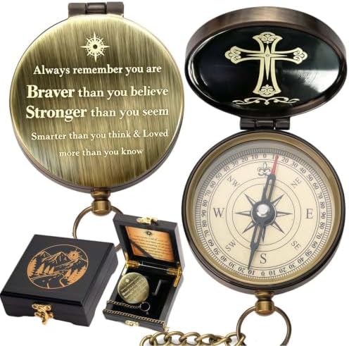 Compass - Luxury Unique Bible Verse/Graduation Gifts/Gifts for Veterans Day, College, High School, Cool Birthday Gift Idea for Son, Boys, Motivational Greeting Card Included by Unknown