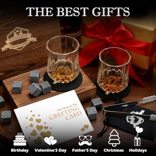 Whiskey Stones Glass Gifts Set - Bourbon Scotch Whiskey Glasses Set of 2 - Image 5