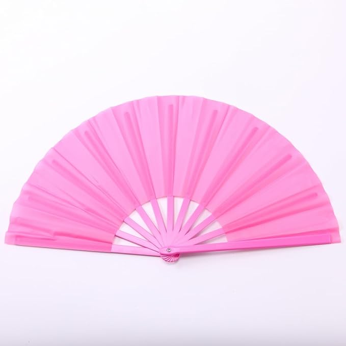 Plastic 13inch Large Rave Fan Popping Fan Clacking Fans for Line Dancing,Hand Fans for Women Foldable,Outdoor,Wedding,Party (Pink)
