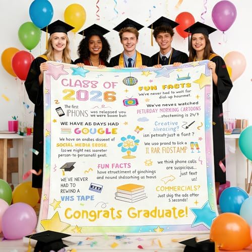 Class of 2026 Graduation Gifts Blanket - Graduation Gift for Her Him, High School College Congrats Graduate Gifts for Women Men, 2026 Graduation Party Decorations, Soft Flannel Throw Blanket, 60"x50" - Image 2