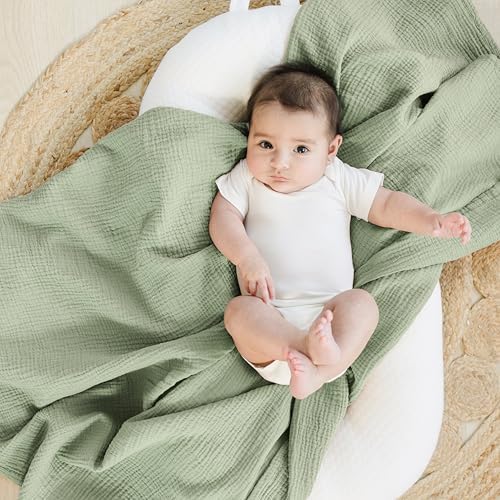 Konssy Muslin Swaddle Blankets, 100% Cotton Receiving Blankets, 47"x 47" - Image 2