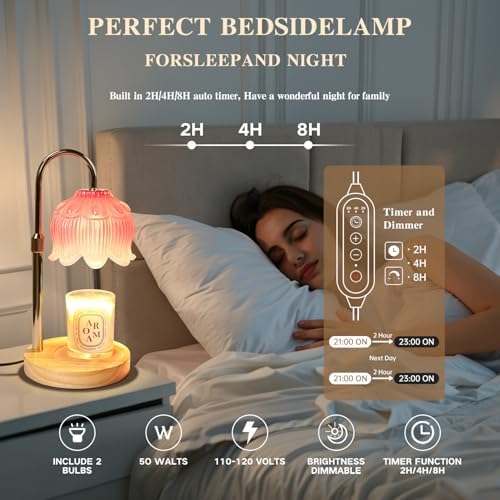 GEEZO Fragrance Candle Warmer Lamp，Electric Candle Warmer with Timer & Dimmer，Mom Christmas Birthday Gifts for Women, House Warming Gifts New Home Bedroom Decor - Image 2