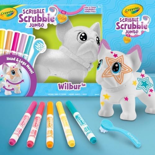 Crayola Scribble Scrubbie Jumbo Pet - Wilbur (6in), Customizable Dog Toy for Kids, Washable Animal Art Kit, Animal Gifts for Girls & Boys - Image 6