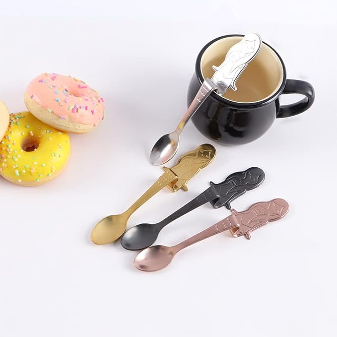 Stainless Steel Mermaid Shape Coffee Spoons Scoop, Mixing Stiring Scoop Hanging Spoon Sugar Moka Ice Cream Tea Spoon Tools(multicolor)