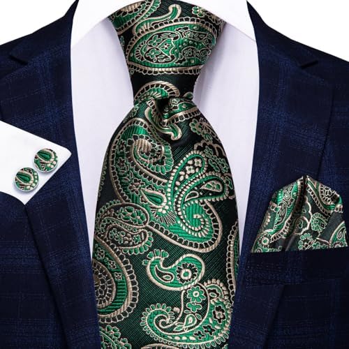 Hi-Tie Lot 5 Pcs Gift Box Mens Tie Set Necktie with Pocket Square Cufflinks Silk Neck Tie Collection - Image 7