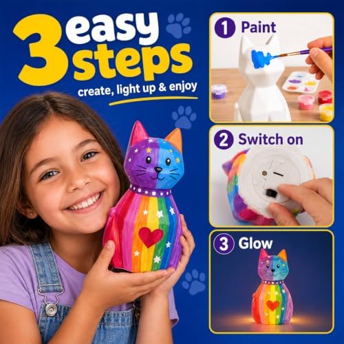 Paint Your Own Cat Lamp Kit, Crafts for Kids Ages 6-12, Gifts for Girls Boy - Image 2