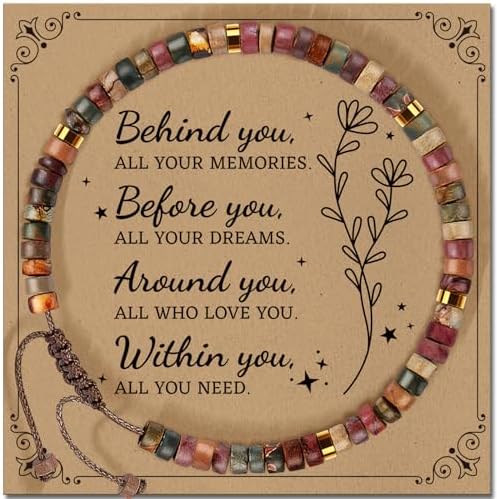 Inspirational Christmas Bracelet Gifts for Women: Healing Natural Stone Bracelet - Thinking of You Get Well Soon Birthday Gifts for Friend Sister Bestie BFF by ZOKCC