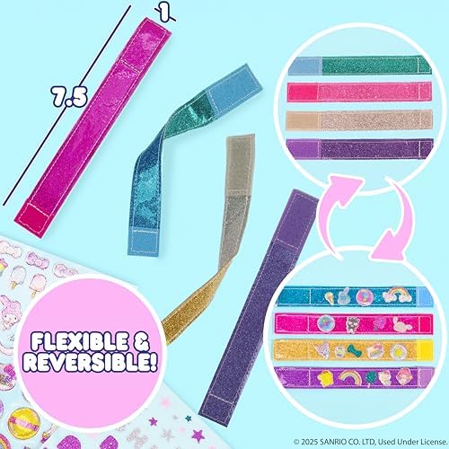 Hello Kitty® and Friends Sparkle Bracelets, Customize 4 Reversible Glitter Bracelets for Kids with Puffy Stickers, Kawaii Jewelry Craft, Cute Girls' Jewelry Kit, DIY Accessories Gift Ages 3+ - Image 4
