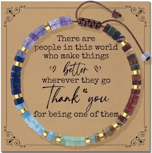 Inspirational Christmas Bracelet Gifts for Women: Healing Natural Stone Bracelet - Thinking of You Get Well Soon Birthday Gifts for Friend Sister Bestie BFF by ZOKCC