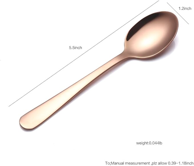 Buyer Star 12 Pieces Rose Gold Teaspoons 5.5-Inch Mini Coffee Spoons Stainless Steel Sugar Demitasse Espresso Spoons