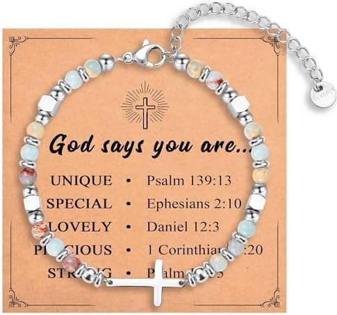 Christian Gifts for Women Girls, Religious Cross Bracelet by IKIATY