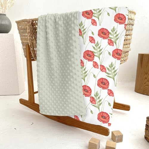 Red Floral Spring Baby Blanket for Girl Boy Soft Mink Dotted Backing Double Layer Swaddle Receiving Blanket Bed Throws for Newborn Toddler Crib Stroller 30x40 - Image 6