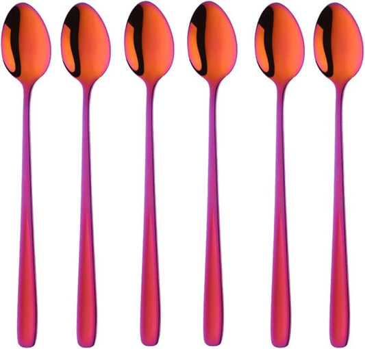 Buyer Star Long Handle Iced Tea Spoons, 8 inch 18/10 Heavy Duty Coffee Spoon Sets for Mixing, Cocktail Stirring, Tea, Coffee, Milkshake, Cold Drink