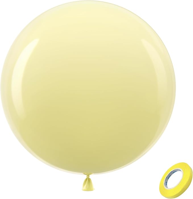 Bezente Pastel Yellow Giant Balloons 36 Inch - 8 Pack Jumbo Yellow Balloons Large Round Light Yellow Latex Balloons for Birthday Bridal Shower Wedding Sunflower Party Decorations