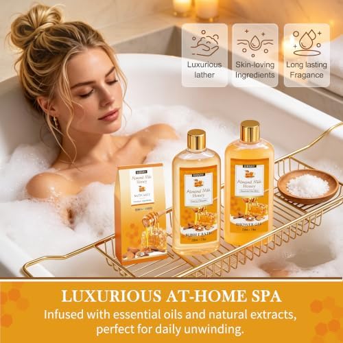Gifts for Women,15pcs Almond Milk & Honey Spa Gift Basket for Women - Image 3