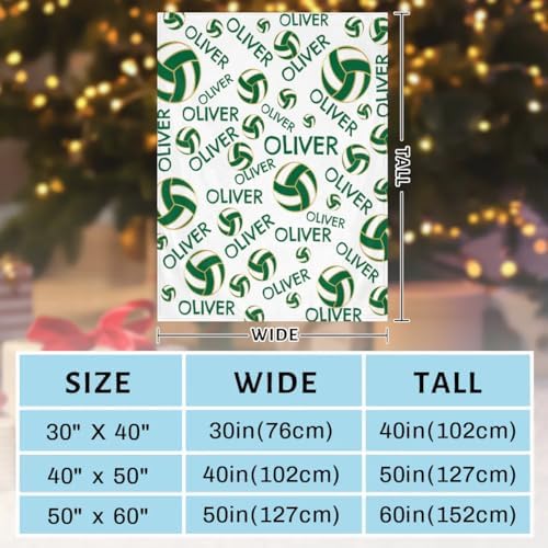 Personalized Baby Blankets for Girls Boys, Custom Baby Blanket with Name Swaddle Toddler Fleece Blanket Personalized Gift Green White Volleyball Text - Image 3