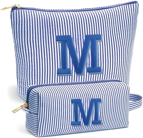 Stocking Stuffers for Teen Girls Gifts Trendy Stuff, 2025 Christmas Gifts Cute Makeup Bag, 6-12 Year Old Girl Birthday Gift, Personalized Christmas Stocking Stuffers for Girls, Blue Letter M by Fohufo