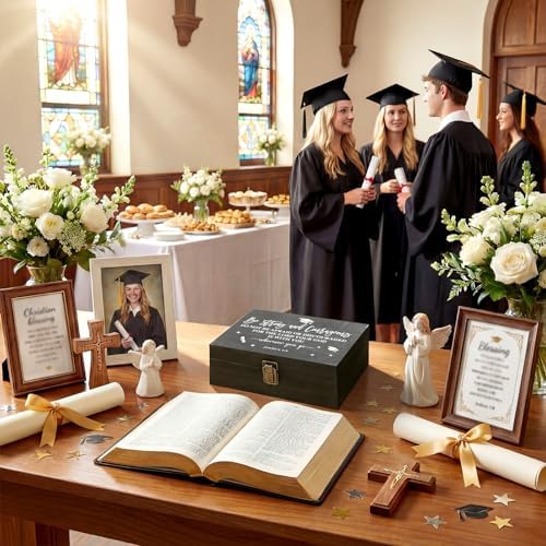 Graduation Memory Keepsake Box with Photo Custom 2026 Large Grad Card Box with Customized Picture Gift for Him Her for Graduate Grad High School Party(Black,Religious) - Image 5