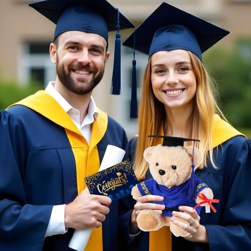 Bear with Graduation Cap Toys Class of 2026 Plush Stuffed Teddy Bear Animal Dog Cap and Gown with Greeting Card and Bag for Graduation Day Gift(Blue Graduation Bear) - Image 3