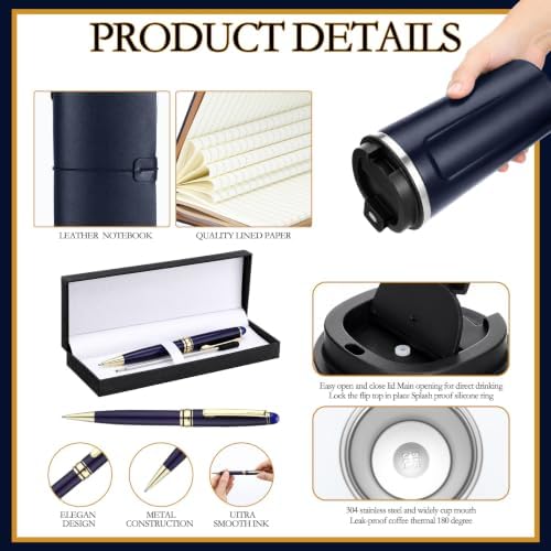 7 Pcs Gift Set for Men 17oz Tumbler Notebook Bag Pen,Blue - Image 3